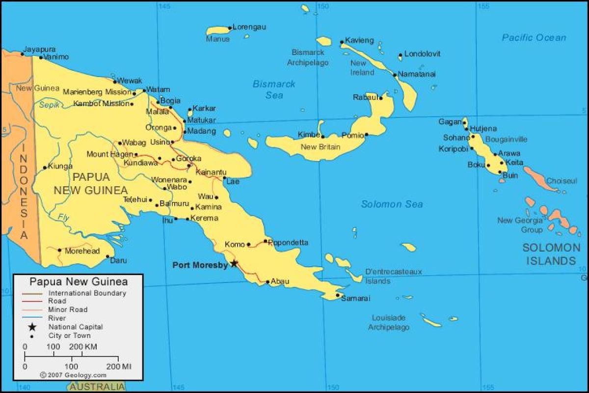 地图上，巴布亚新几内亚和周边国家