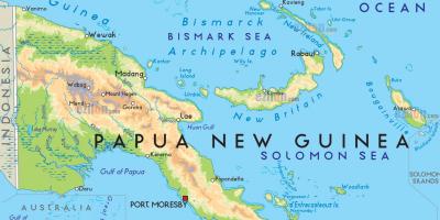 地图上的莫尔兹比港的巴布亚新几内亚